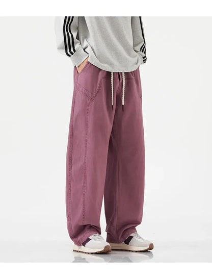 HIQOR High Quality 100% Cotton Work Pants Men Casual Straight Trousers Y2K Man Plus Size Cargo Pants Fashion Solid Workout Pants NovaCart
