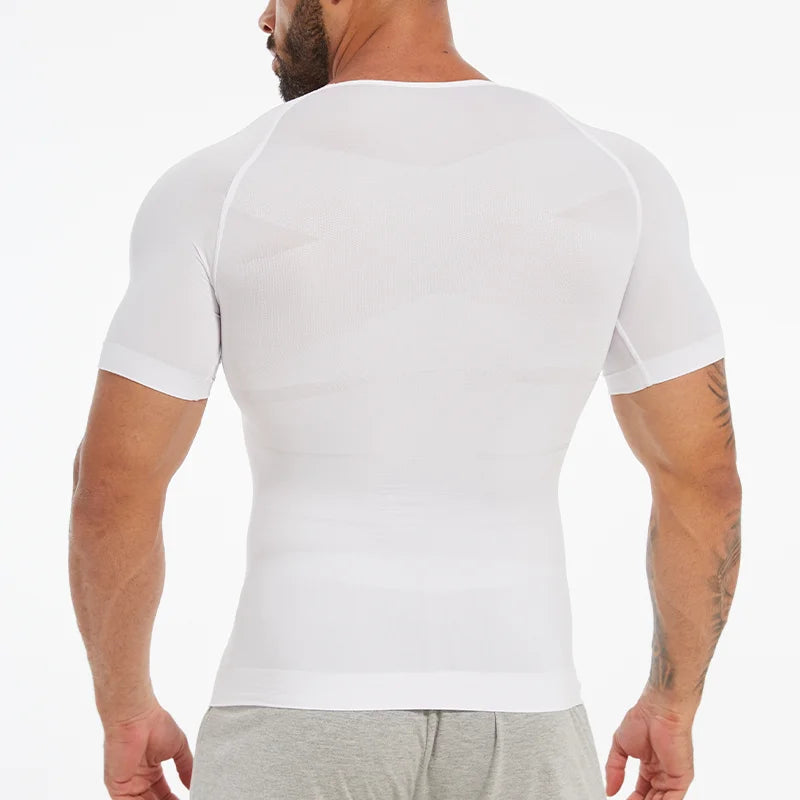 Men's Body Shaper Slimming Shirt Tummy Control Vest Compression Base Layer Slim Muscle Short Sleeve Shapewear NovaCart