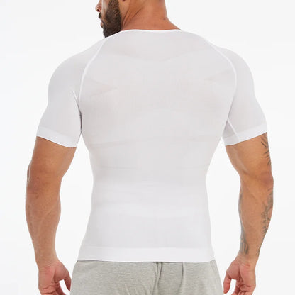 Men's Body Shaper Slimming Shirt Tummy Control Vest Compression Base Layer Slim Muscle Short Sleeve Shapewear NovaCart