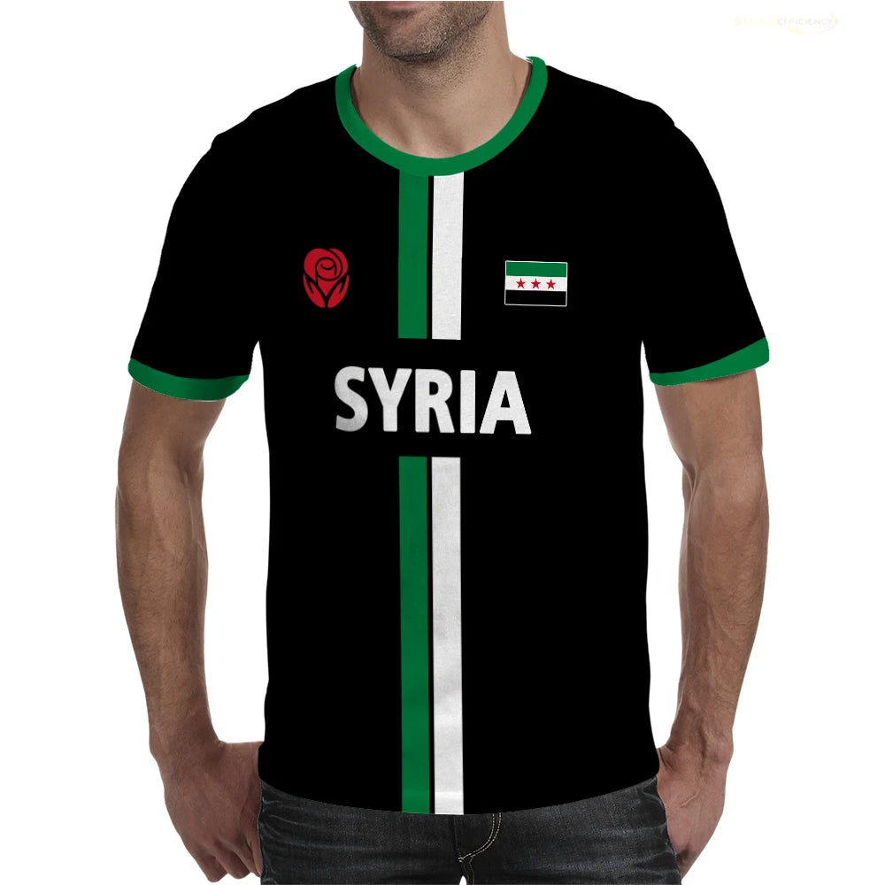 Syria Football T-Shirt Summer Sports Breathable Quick-drying Men's Tops Syrian Flag Map Print Short Sleeve Jersey Kid's Clothes NovaCart