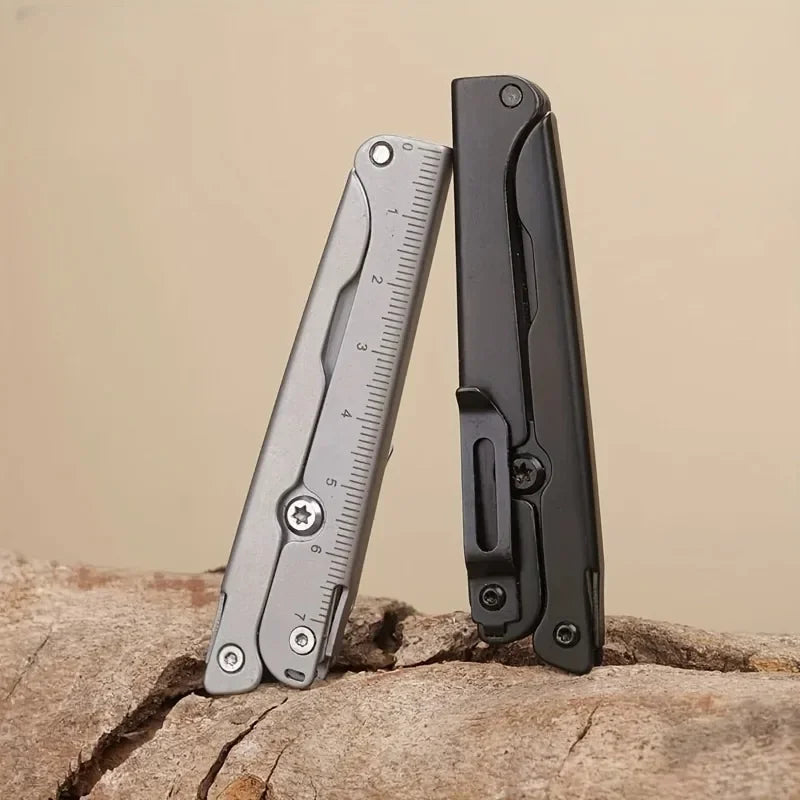 Portable Multifunctional Folding Scissors, Stainless Steel Outdoor Survival Tool for Camping Fishing Hunting Pi-Mart