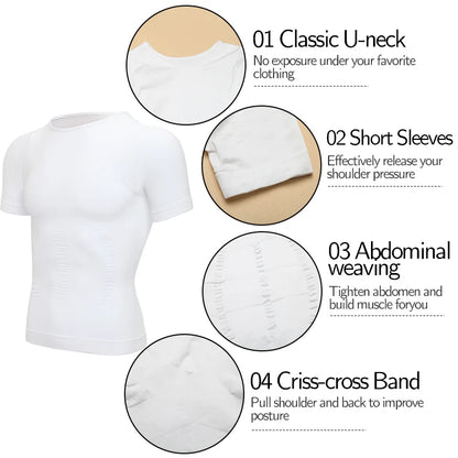 1/2 PCS Men Body Shaper T-Shirt Slimming Shapewear Corrective Posture Belly Control Compression Man Modeling Underwear Corset NovaCart