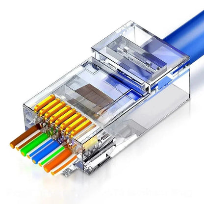 50 PCs RJ45 Connector Cat6 Connector Network Unshielded RJ45 Perforated Crystal Head Network Cable Pi-Mart
