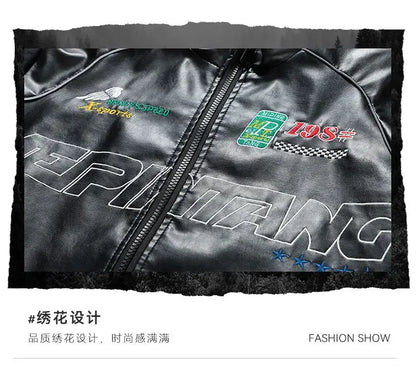 Men's Leather Jacket 2026 New Fall Standing Collar Motorcycle Coat PU Leather Jacket Trendy American Casual Outfit Coat NovaCart