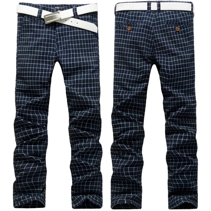 Summer dress pants for men Cotton Casual cargo Pants Man Straight Loose Suit pants Plaid Trousers Male Big size Brand Clothes NovaCart