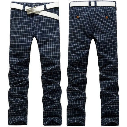 Checked pants for man Black Casual Pants Men Trousers Streetwear Mens linen Pants Slim Fit Male Plaid Pant men\'s Check Pants NovaCart