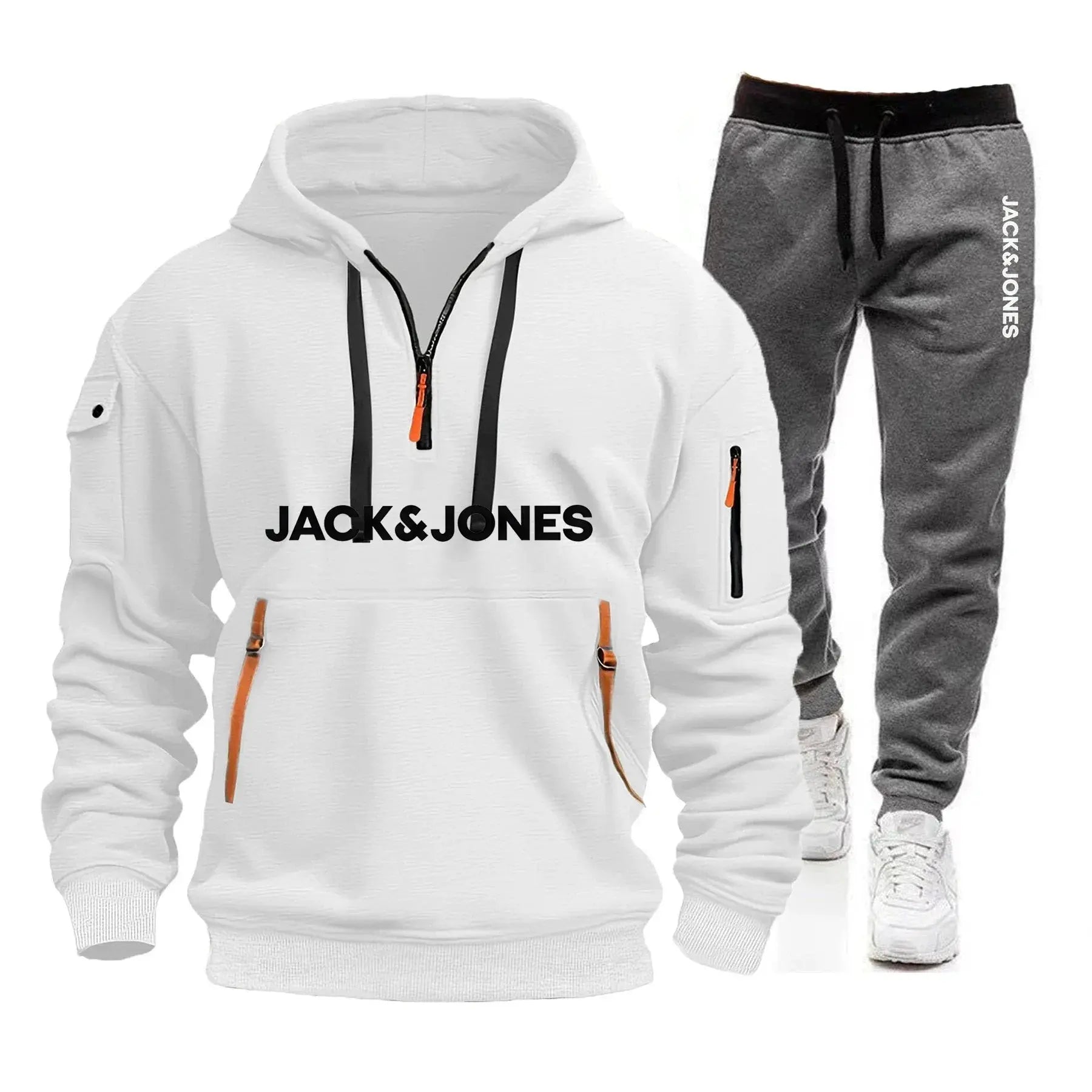 Two sets of men's sportswear for autumn/Winter 2025, including a sweatshirt and two sets of fitness jogging pants with wool caps NovaCart