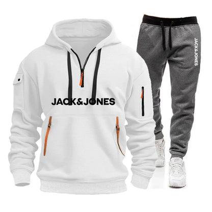 Two sets of men's sportswear for autumn/Winter 2025, including a sweatshirt and two sets of fitness jogging pants with wool caps NovaCart
