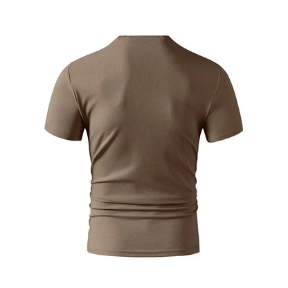 2025 New Men's Casual Fashion Simple V-neck Short Sleeved T-shirt Summer Comfortable Breathable Versatile Top NovaCart