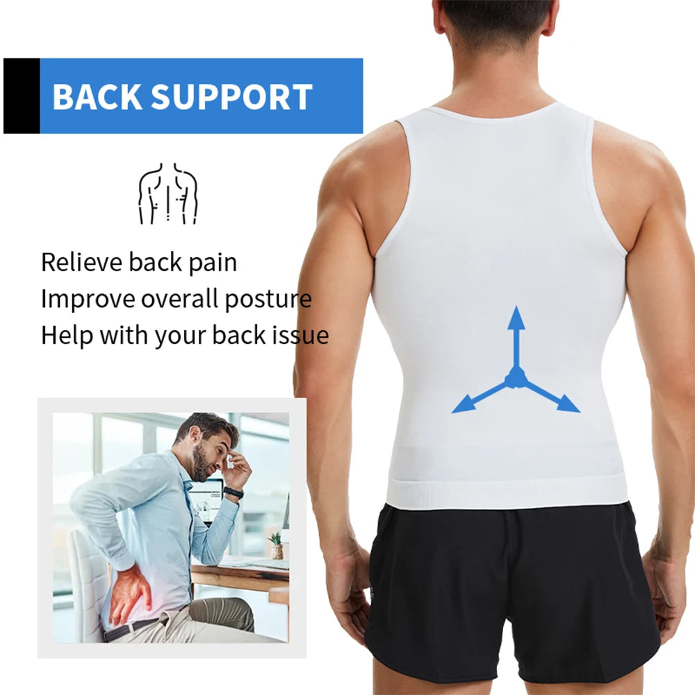 Men's Body Shaper Slimming Shirt V Neck Tummy Vest Compression Base Layer Slim Muscle Tank Top Shapewear NovaCart