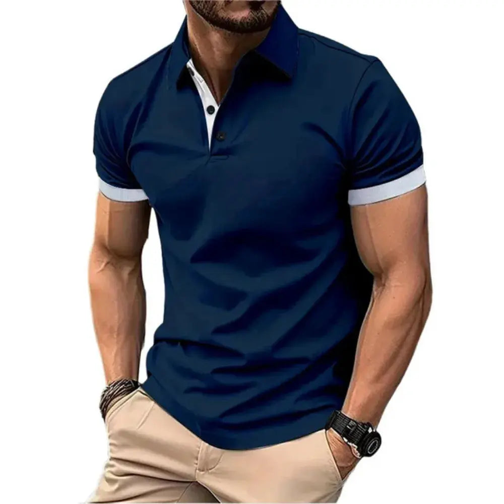 Men's Polo Shirt Short Sleeve Casual Slim Fit Color Blocking T-shirts England Style Streetwear Polos for Men's Fashion NovaCart