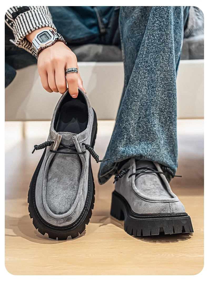 Men's Shoes 2025 Autumn New Style High-heel Thick-soled Loafers, Durable and Retro Casual Shoes, Everyday Street Trend Sneakers NovaCart