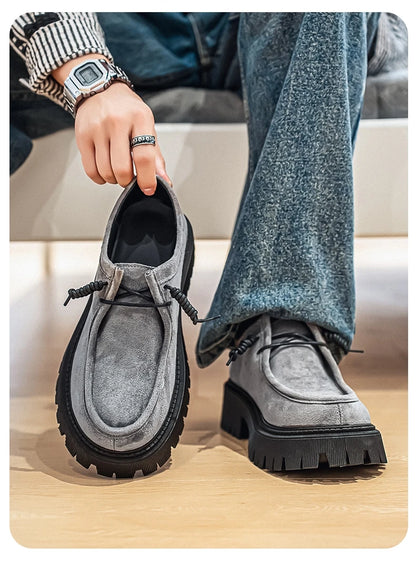 Men's Shoes 2025 Autumn New Style High-heel Thick-soled Loafers, Durable and Retro Casual Shoes, Everyday Street Trend Sneakers NovaCart
