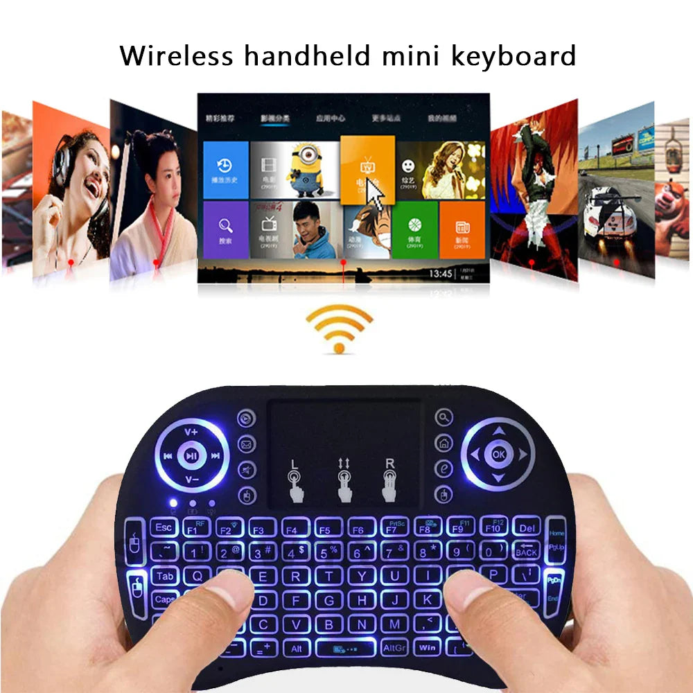 2.4G Air Mouse with Touchpad Keyboard i8 Arabic French Spanish Russian Backlit Mini Wireless Keyboard for PC Android TV Box Pi-Mart