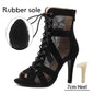 Women Latin Dance Shoes Black Boots High-Top High Heels Salsa Sandals Mesh Tango Boots Ladies Woman Party Ballroom Dance Shoes NovaCart