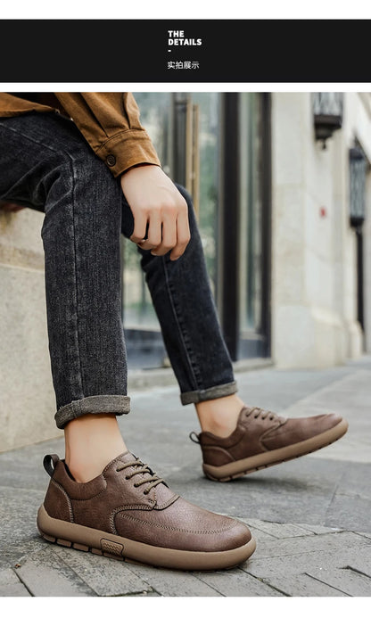 Shoes for Men Male Sneakers Leather Shoes Round Toe Apring and Autumn Wear-resistant Return To The Ancients Loafers All-match NovaCart
