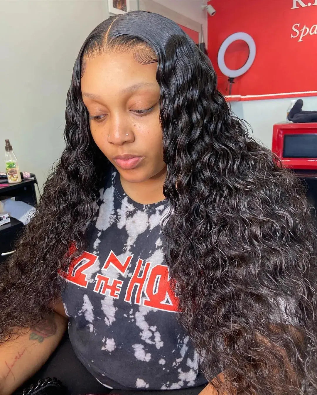 40 50 Inch HD 13x6 Deep Wave Lace Frontal Wigs Brazilian 13x4 Water Wave Curly Lace Front Human Hair Wigs For Women 300 Density NovaCart