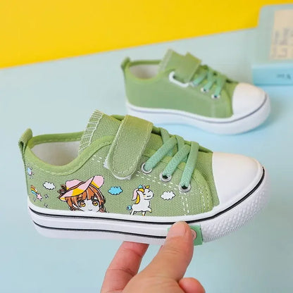 Children's  New Spring Canvas Shoes Cartoon Graffiti Children's Casual Shoes for Girls Comfort Fashion Kids Flat Tennis Sneakers NovaCart