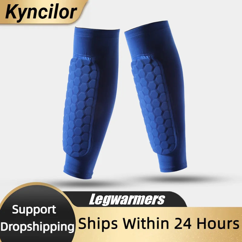 1 PC Leg Sleeves Shin Guards Shockproof Honeycomb Nylon Support Sock Shin Protector Soccer Gear Soccer Shields Sports Legging Pi-Mart