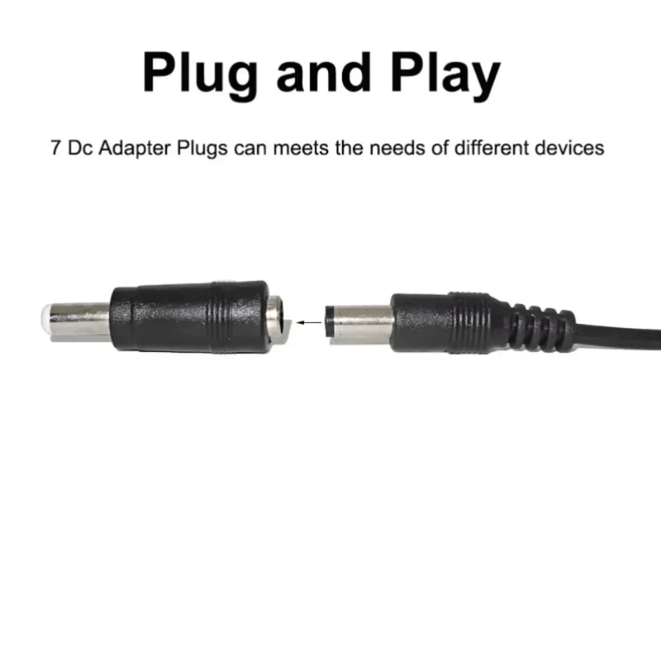 Universal Power Cable USB to DC 5.5 * 2.1mm Jack 5V Charging Cord with 8 Selectable Connector Tips for CCTV Cameras TV Box Pi-Mart
