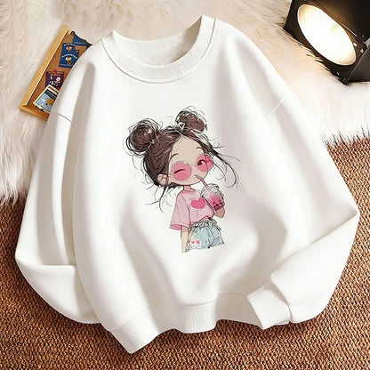 Hoodie Hip Hop Retro Girl Drink Juice Design Children's Sweatshirt Cute Hoody Girls Autumn Spring Casual Hoodies Pullover NovaCart