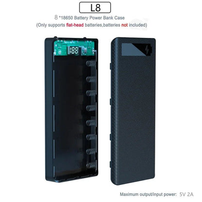 8/10*18650 Power Bank Battery Box Holder Portable Dual USB Type C Charge Shell for iPhone Xiaomi Huawei 18650 Battery Cases Pi-Mart