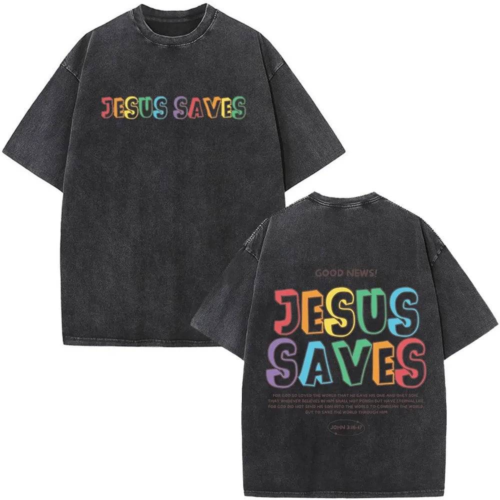 Christian Jesus Faith Over Fear Bible Verse Washed T-shirts Men Women Fashion Vintage Oversized T Shirts Harajuku Cotton T-shirt NovaCart