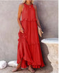 Elegant Apricot Ruffle Maxi Dress FitiqueFit