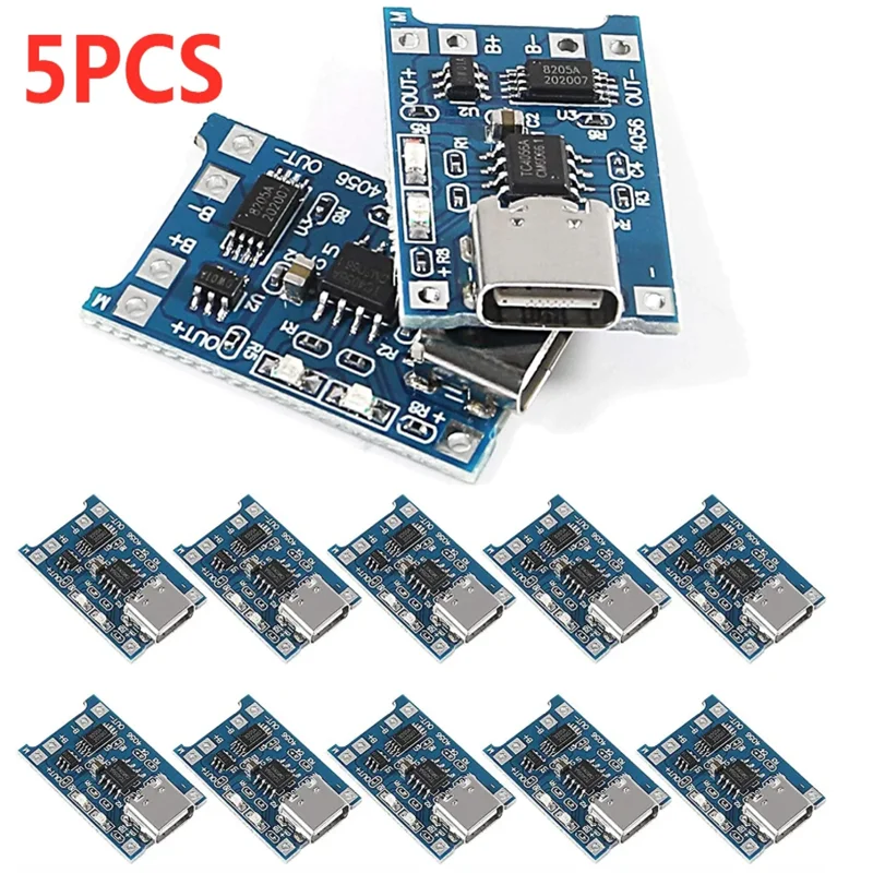 2/5PCS 5V 1A Micro/Type-c/Mini 18650 TP4056 Lithium Battery Charger Module Charging Board With Protection Dual Functions Li-ion Pi-Mart