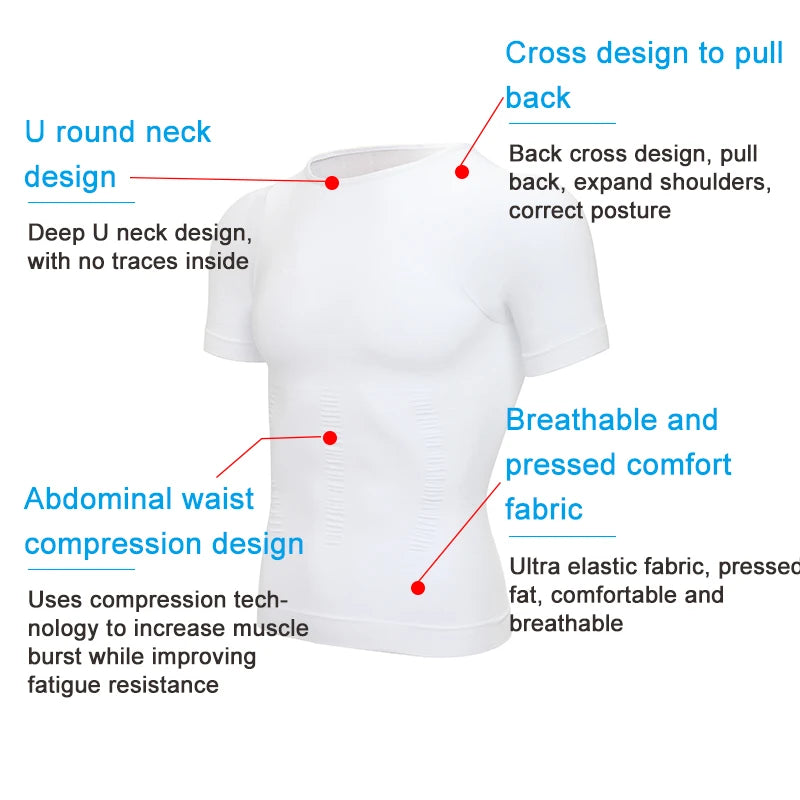 Mens Compression Shirt Undershirt Slimming Tank Top Workout Vest Abs Abdomen Slim Body Shaper NovaCart