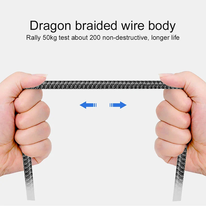 Nylon Data Cable Fast Charger USB A to Type C Charging Cable For Huawei Samsung   Android phone TypeC Charging Device 1M 2M 3M Pi-Mart