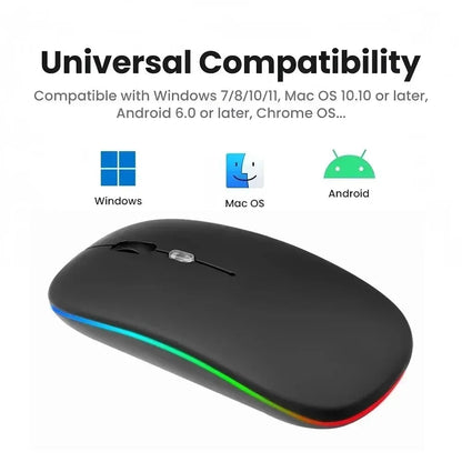 Dual Mode 2.4G Wireless Mouse Bluetooth Mouse RGB Backlit Gaming Mouse Rechargeable Mouse Ergonomic Mice for PC Laptop Tablet Pi-Mart