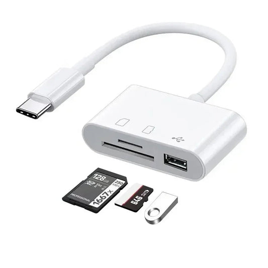 USB-C SD TF Memory Card Reader 3-in-1 Type-C to SD/TF/USB OTG Adapter Memory Card Reader for Xiaomi IPad IPhone MacBook Laptop Pi-Mart