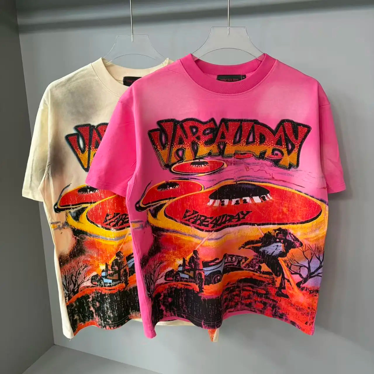 2026 New Fashion Streetwear Shinning Diamond Baggy Tshirts for Men and Women Short Sleeve Rhinestone Cotton Top Tees Oversized NovaCart