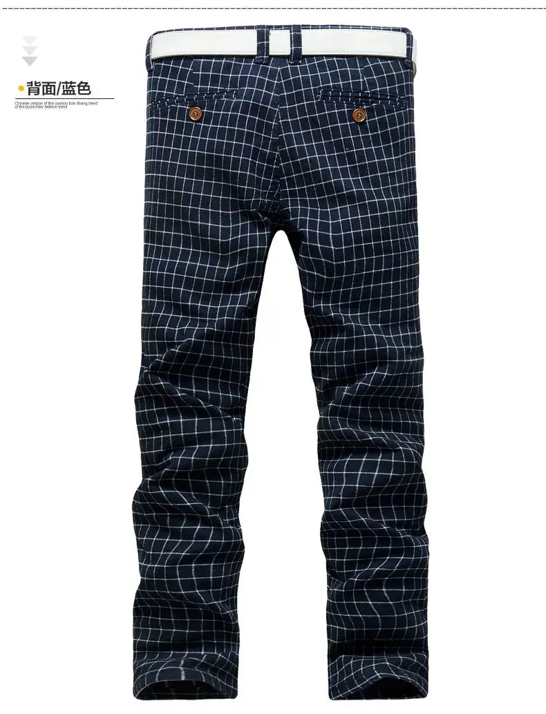 Summer dress pants for men Cotton Casual cargo Pants Man Straight Loose Suit pants Plaid Trousers Male Big size Brand Clothes NovaCart