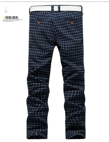 Checked pants for man Black Casual Pants Men Trousers Streetwear Mens linen Pants Slim Fit Male Plaid Pant men\'s Check Pants NovaCart