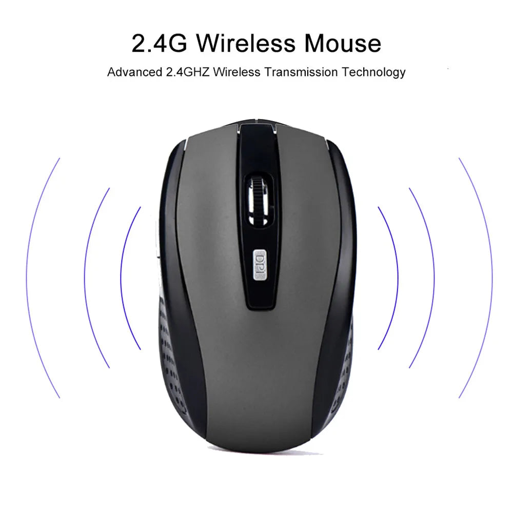 2.4G Wireless Mouse 2.4Ghz Gaming Mouse 6D Optical Wireless Mouse Slim Mini Noiseless Mice  DPI1600 for Macbook PC Laptop Pi-Mart
