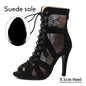 Women Latin Dance Shoes Black Boots High-Top High Heels Salsa Sandals Mesh Tango Boots Ladies Woman Party Ballroom Dance Shoes NovaCart