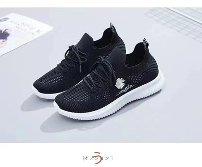 Summer Small White Shoes for Women's Casual Flying Knitted Shoes Comfortable Soft Sole Breathable Running Students' Shoes NovaCart