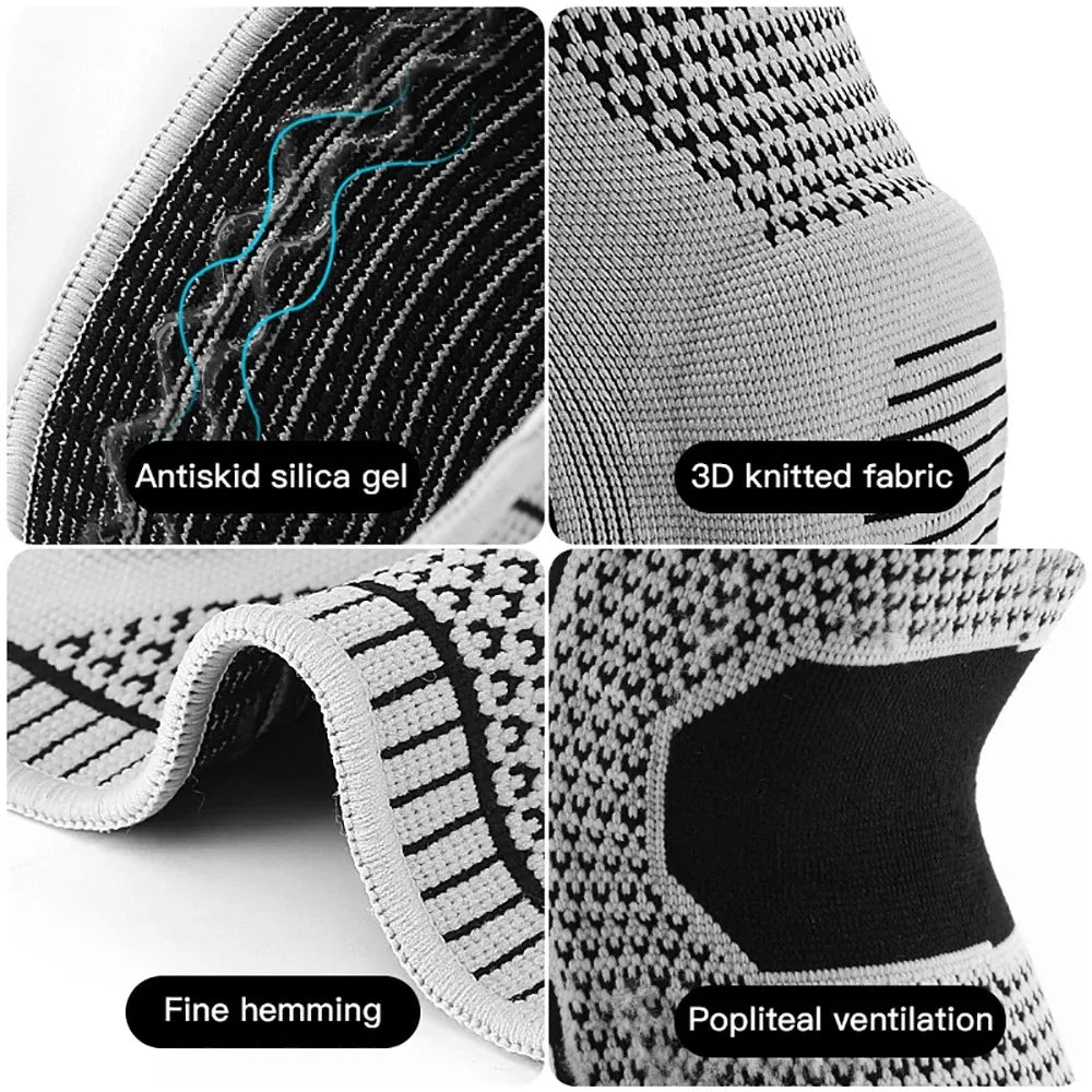 1PC Silicone Knee Pads Strap Patella Medial Support Meniscus Compression Knee Braces for Running Sport Knee Protection Pi-Mart