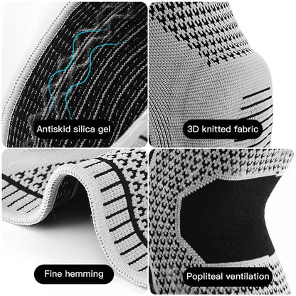1PC Silicone Knee Pads Strap Patella Medial Support Meniscus Compression Knee Braces for Running Sport Knee Protection Pi-Mart