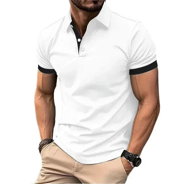 Men's Polo Shirt Short Sleeve Casual Slim Fit Color Blocking T-shirts England Style Streetwear Polos for Men's Fashion NovaCart