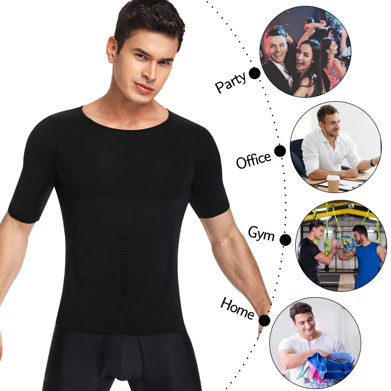 1/2 PCS Men Body Shaper T-Shirt Slimming Shapewear Corrective Posture Belly Control Compression Man Modeling Underwear Corset NovaCart