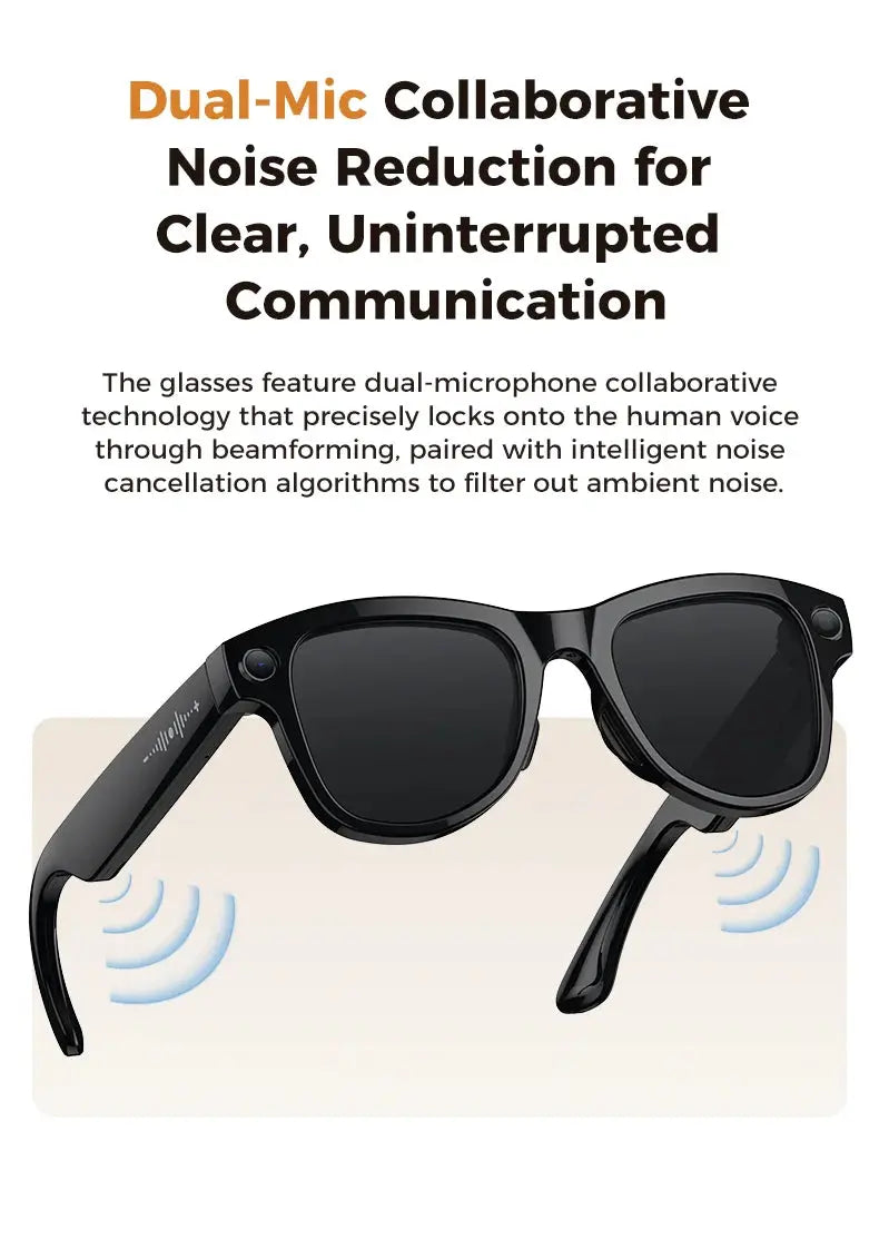 2026 New 32G Memory 800W 4K Camera Smart Glasses Men Photos&Videos 3600mAh Power Bank 120+Languages Translation AI Glasses Women NovaCart