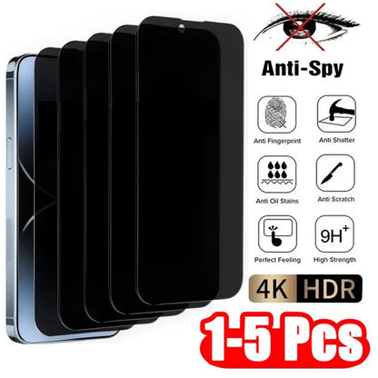 1-5PCS Anti Peep Privacy Tempered Glass For iPhone 12 13 14 15 Pro Max 16 17 Anti Spy Screen Protector NovaCart