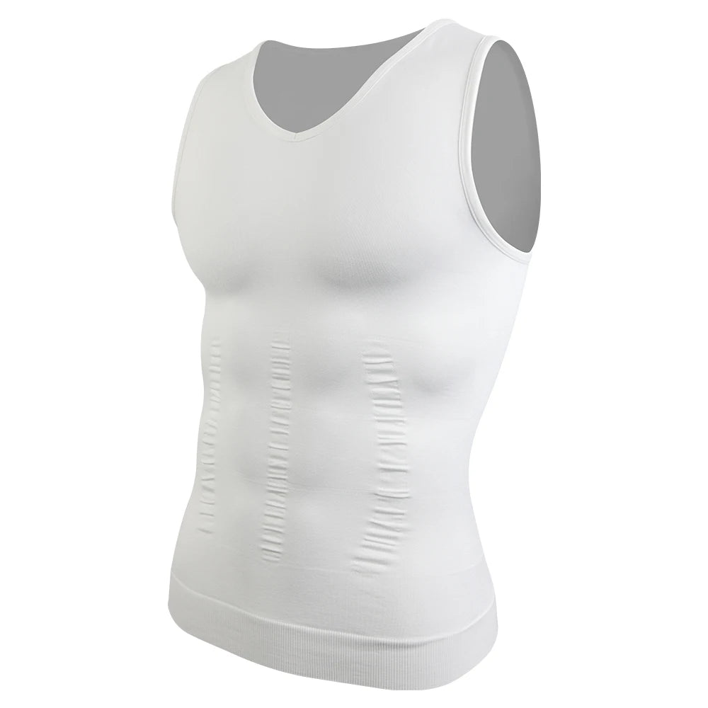 Men's Body Shaper Slimming Shirt V Neck Tummy Vest Compression Base Layer Slim Muscle Tank Top Shapewear NovaCart