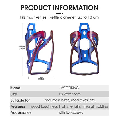 WEST BIKING Bicycle Water Bottle Cage Colorful Gradient Cycling Bottle Holder Ultralight MTB Road Bike Water Bottle Bracket Pi-Mart