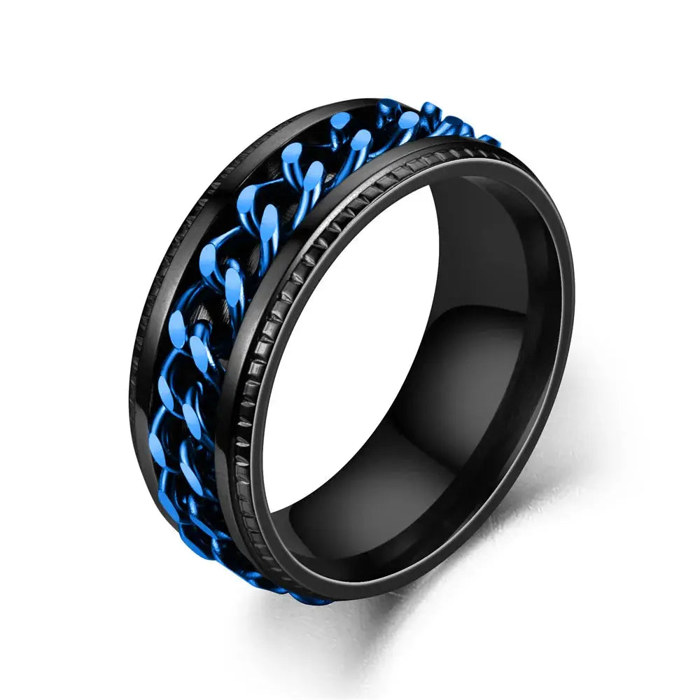 Spinning Anxiety Rings Free Shipping Items For Men Titanium Steel Rotatable Chain Fidget Joint Ring Jewelry Anillos De Hombres NovaCart