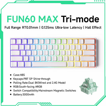 Akko MonsGeek FUN60 Mechanical Keyboard Magnetic Switch 60% Gaming Keyboards Rapid Trigger 0.01mm 8K ARGB HE/TMR Custom Keyboard Pi-Mart