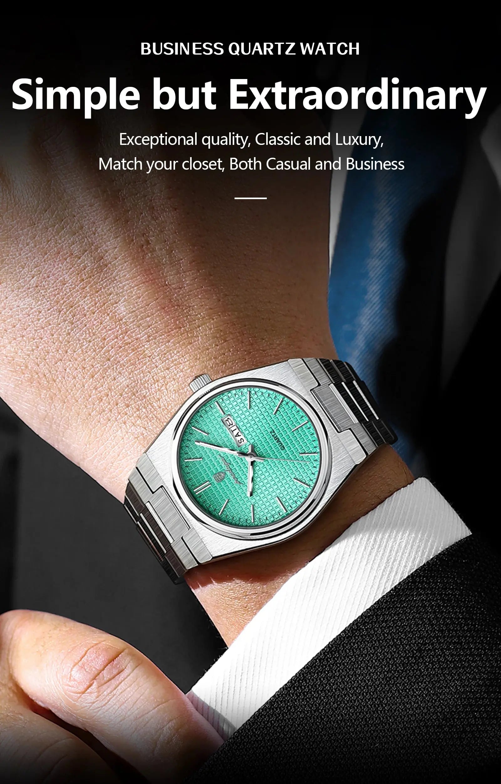POEDAGAR Top Exquisite Male Watch Stainless Steel Waterproof Luminous Fashion Quartz Men's Watches Date Week Wristwatch For Men NovaCart